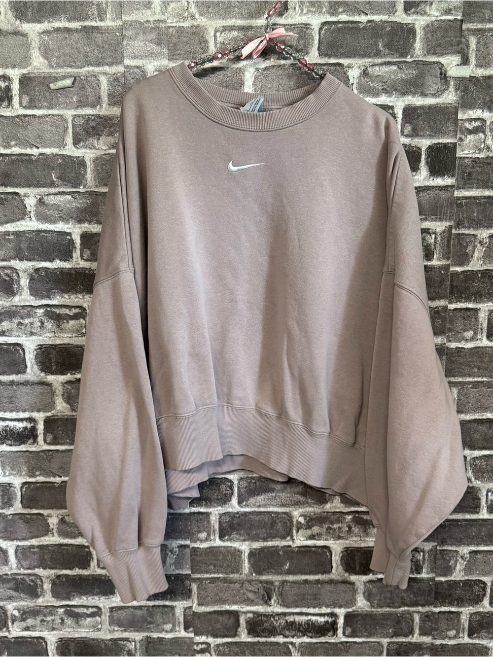 Nike Phoenix Fleece over-oversized sweatshirt in brown crewneck sweater